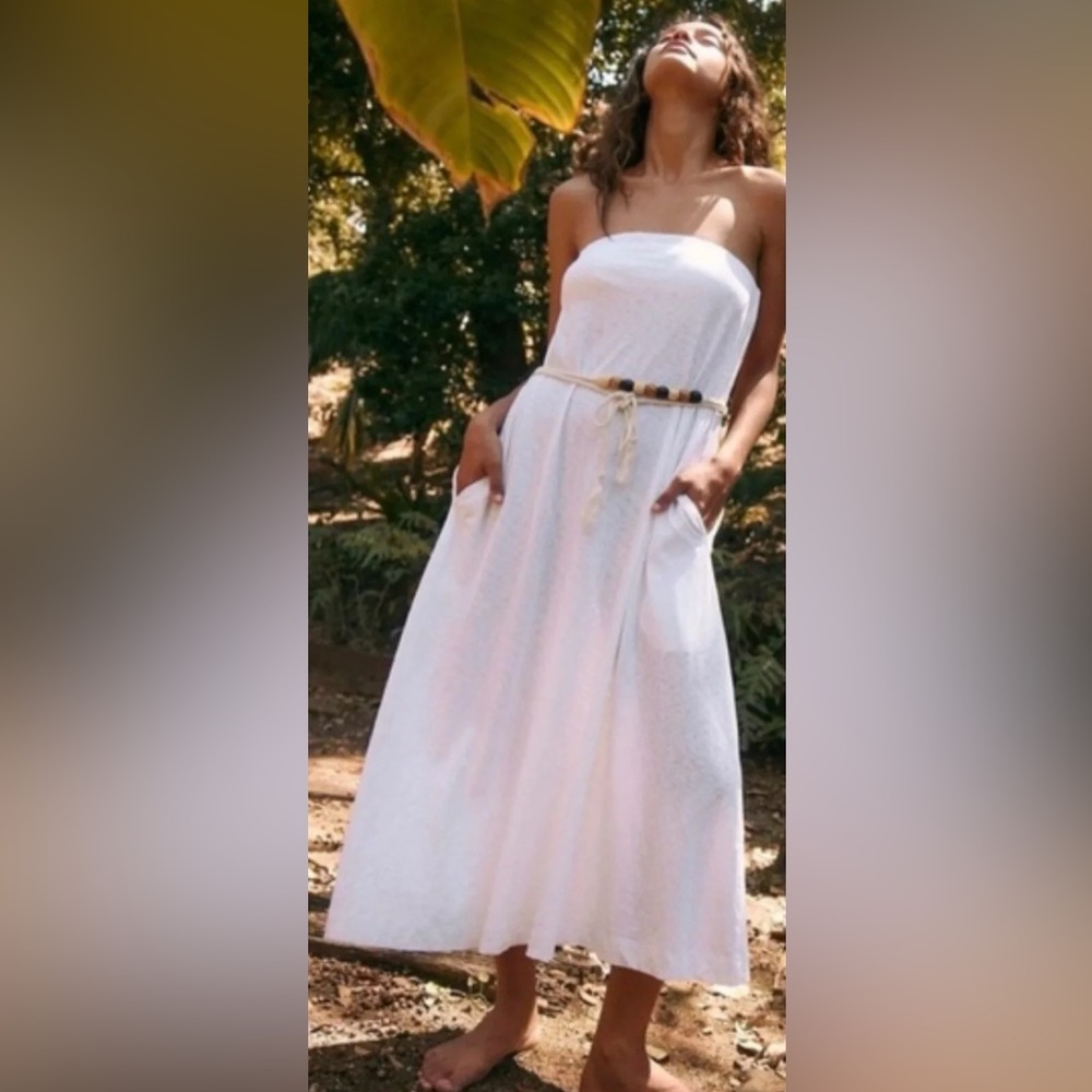 Free People FP Beach Peyton Maxi Tube Dress, White Strapless Medium NWT